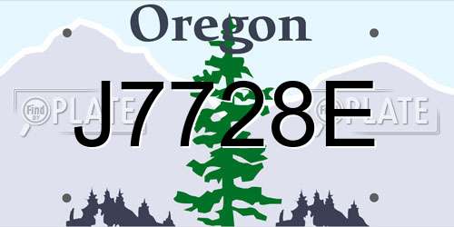 J7728E Oregon License Plate