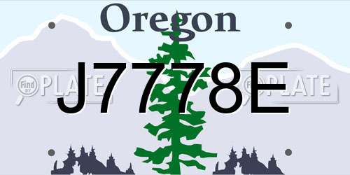 J7778E Oregon License Plate