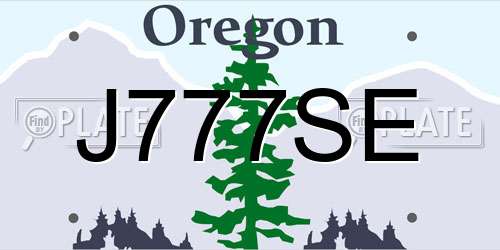 J777SE Oregon License Plate