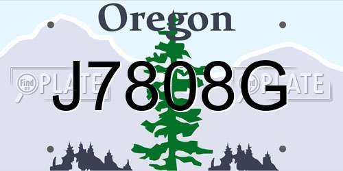 J7808G Oregon License Plate