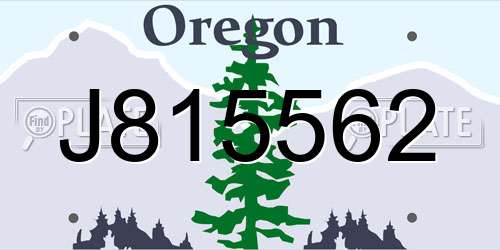J815562 Oregon License Plate