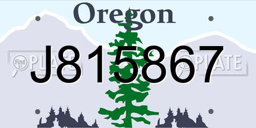 J815867 Oregon License Plate