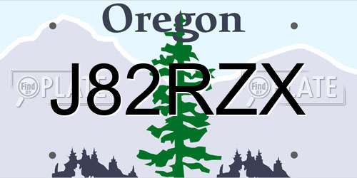 J82RZX Oregon License Plate