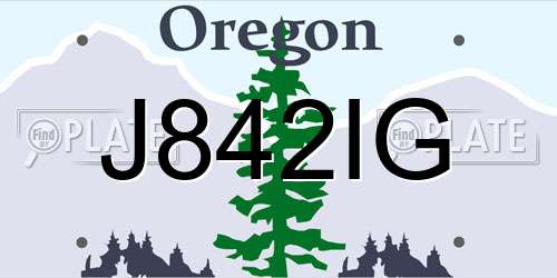 J842IG Oregon License Plate