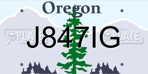 J847IG Oregon License Plate