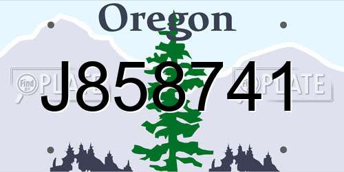 J858741 Oregon License Plate