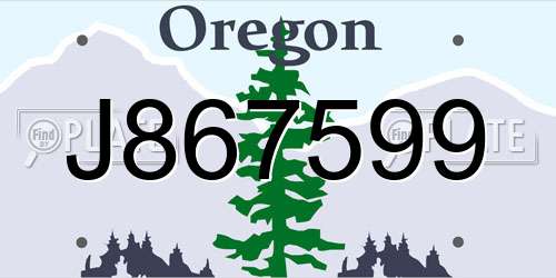 J867599 Oregon License Plate