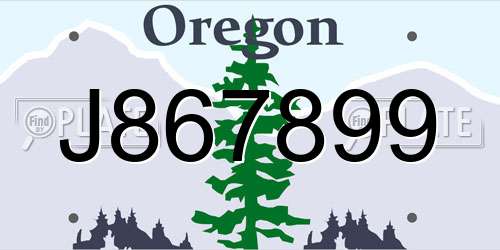 J867899 Oregon License Plate