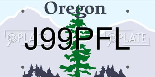 J99PFL Oregon License Plate