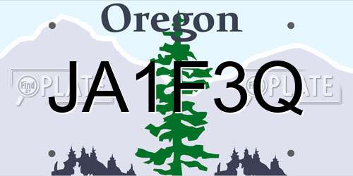 JA1F3Q Oregon License Plate