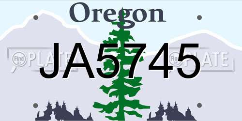 JA5745 Oregon License Plate