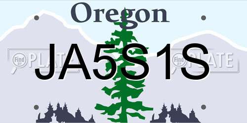 JA5S1S Oregon License Plate