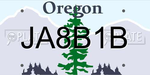 JA8B1B Oregon License Plate