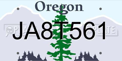 JA8T561 Oregon License Plate