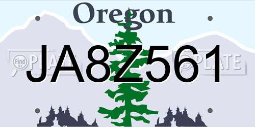 JA8Z561 Oregon License Plate