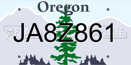 JA8Z861 Oregon License Plate