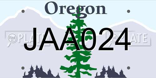 JAA024 Oregon License Plate