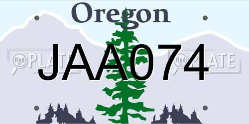 JAA074 Oregon License Plate