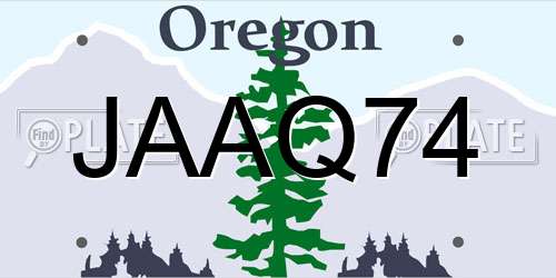 JAAQ74 Oregon License Plate