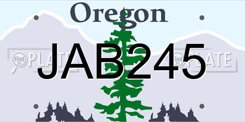 JAB245 Oregon License Plate