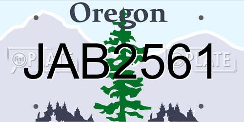 JAB2561 Oregon License Plate
