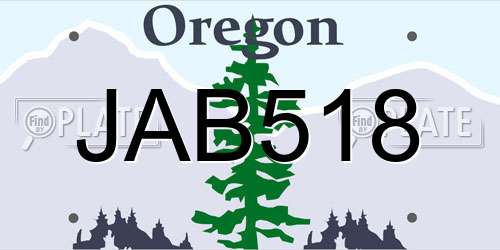 JAB518 Oregon License Plate