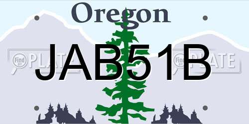 JAB51B Oregon License Plate