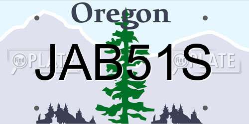 JAB51S Oregon License Plate