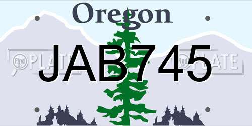 JAB745 Oregon License Plate