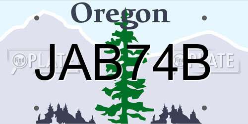 JAB74B Oregon License Plate