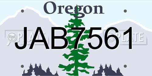 JAB7561 Oregon License Plate