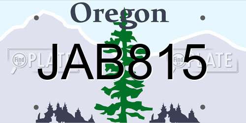 JAB815 Oregon License Plate