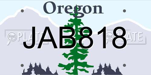 JAB818 Oregon License Plate