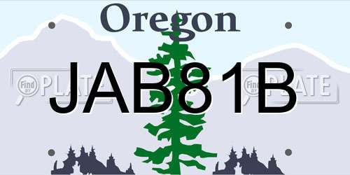 JAB81B Oregon License Plate