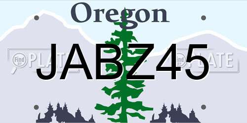JABZ45 Oregon License Plate