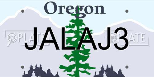 JALAJ3 Oregon License Plate