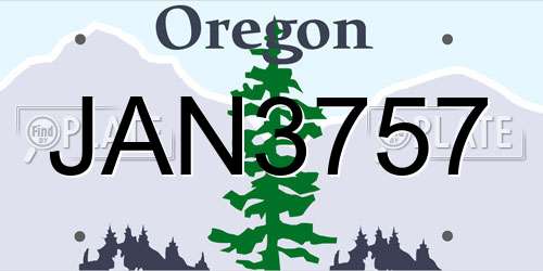 JAN3757 Oregon License Plate