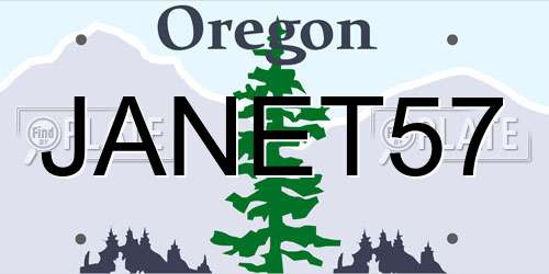 JANET57 Oregon License Plate