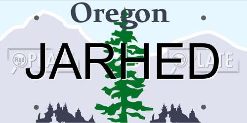 JARHED Oregon License Plate