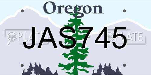 JAS745 Oregon License Plate