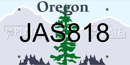 JAS818 Oregon License Plate