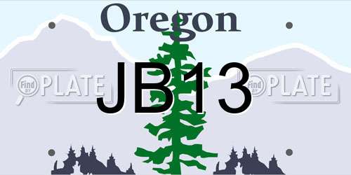 JB13 Oregon License Plate