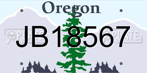 JB18567 Oregon License Plate