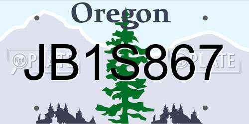 JB1S867 Oregon License Plate