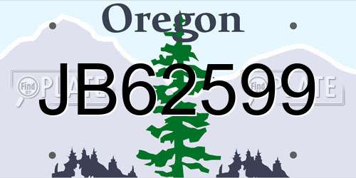 JB62599 Oregon License Plate