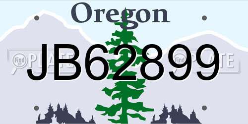 JB62899 Oregon License Plate