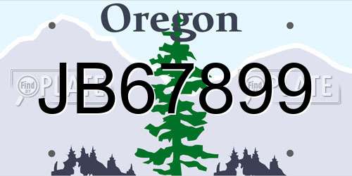 JB67899 Oregon License Plate