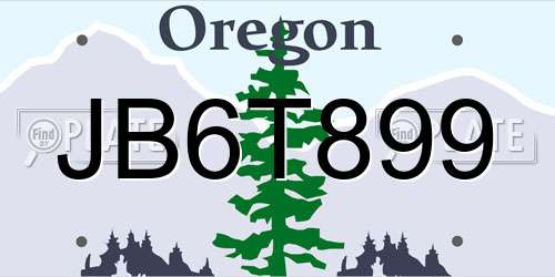 JB6T899 Oregon License Plate