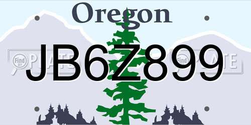 JB6Z899 Oregon License Plate