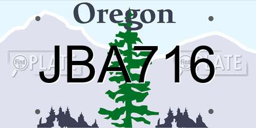 JBA716 Oregon License Plate
